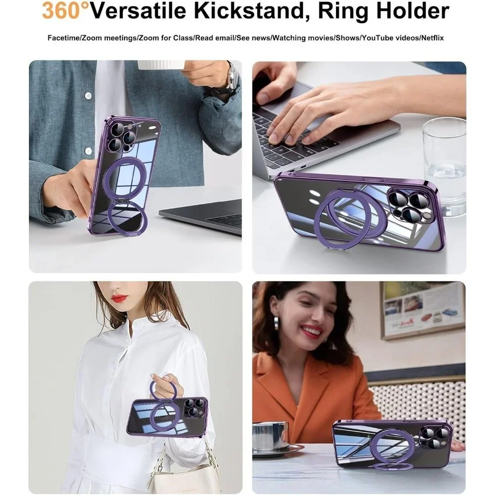 360° Rotatable Magnetic Ring for iPhone 13 Case‎ Clear Lens Protection